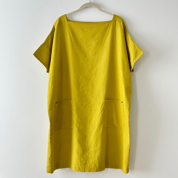 notPERFECTLINEN Dresses & Skirts - NotPerfectLinen 100% Linen Chartreuse Yellow Green Shift Dress